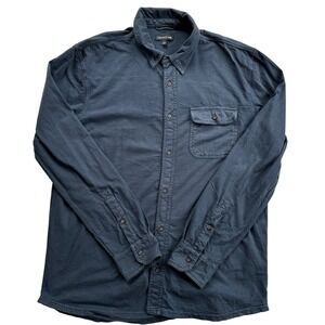 Toad&Co Button Up Shirt Mens L Blue Organic Cotton Long Sleeve Slub Knit Shirt
